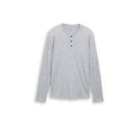 TOM TAILOR Denim Herren 1048997 Henley Langarmshirt in Melange-Optik, 11210-Ocean Night Blue, XXL