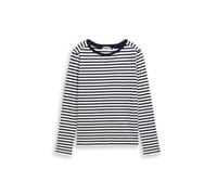 Tom Tailor Denim Damen Basic Longsleeve 1043085 mit Streifen Navy White Stripe S