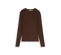 Denim Tom Tailor - longsleeve T-shirt with frill edge cool dark brown - Gr. - XL