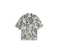 Denim Tom Tailor - Loose Fit Resort Kurzarmhemd mit Muster white black watery leaf print - Gr. - M