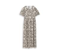 Denim Tom Tailor - Midi-Kleid mit Leinenanteil beige black flower print - Gr. - M