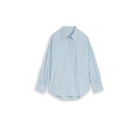 Klassische Bluse TOM TAILOR DENIM, Damen, Gr. L, blau weiß braun stripe, Web, Obermaterial: 100% Baumwolle, gestreift, oversize normal, ohne Ausschnitt, Manschette, Blusen Bluse, mit Streifen Muster (