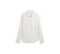 Denim Tom Tailor - Oversized Hemd mit Leinenanteil white olive vertical stripe - Gr. - M