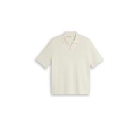 Denim Tom Tailor - Piqué Strick-Poloshirt aus Baumwolle Wool White - Gr. - S