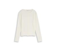 Denim Tom Tailor - Pointelle Langarmshirt mit Deko-Knopfleiste off white - Gr. - S