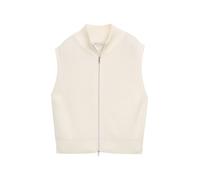 Strickjacke TOM TAILOR DENIM, Damen, Gr. S (36), weiß (sanftes weiß), Strick, Obermaterial: 50% Baumwolle, 50% Polyacryl, unifarben, casual, körpernah hüftlang, Rundhals, ohne Ärmel, Strickjacken, ohn