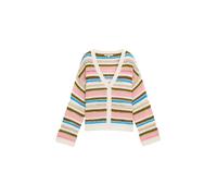 TOM TAILOR DENIM - Relaxed Fit Cardigan mit Lochmuster off white olive pink stripe XS