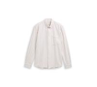 Denim Tom Tailor - Relaxed Fit Hemd aus Baumwolle greyish white big stripe - Gr. - M