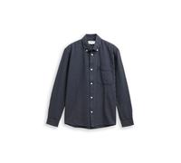 Langarmhemd TOM TAILOR DENIM, Herren, Gr. M, N-Gr, navy blau stripe, Single Jersey, Obermaterial: 100% Baumwolle, gestreift, normal hüftbedeckend, Rundhals, 2-Knopf-Manschette, Hemden, gestreift, mit