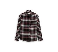 Langarmhemd TOM TAILOR DENIM, Herren, Gr. M, N-Gr, schwarz rot weiß check, Single Jersey, Obermaterial: 60% Baumwolle, 40% Polyester, kariert, normal hüftbedeckend, Rundhals, Hemden, kariert (85193651