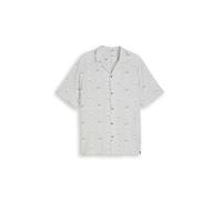 Denim Tom Tailor - Relaxed Fit Resort Hemd mit Leinenanteil green white tropical print - Gr. - L