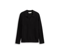 TOM TAILOR DENIM Herren Relaxed Fit Strick-Poloshirt, schwarz, Uni, Gr. M