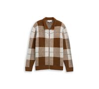 Denim Tom Tailor - Relaxed Fit Strickjacke mit Karomuster brown offwhite big check - Gr. - XL