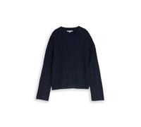 Denim Tom Tailor - Relaxed Fit Strickpullover mit Lochmuster sky captain blue - Gr. - XL