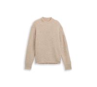 Denim Tom Tailor - Relaxed Fit Strickpullover mit Stehkragen cosy beige melange - Gr. - XS
