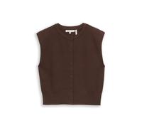 Denim Tom Tailor - Relaxed Fit Strickweste mit Knopfleiste cool dark brown melange - Gr. - M