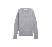 Denim Tom Tailor - Relaxed Strickpullover mit V-Ausschnitt cement grey mélange - Gr. - XS