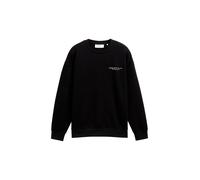 Sweatshirt TOM TAILOR DENIM, Herren, Gr. M, schwarz, Sweatware, Obermaterial: 70% Baumwolle, 30% Polyester, bedruckt, relaxed fit normal, Rundhals, Bündchen, Sweatshirts, mit Schriftzügen (60949734-M)