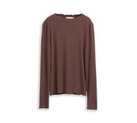 Denim Tom Tailor - Ripp Langarmshirt mit Stehkragen soft chocolate brown - Gr. - XXL