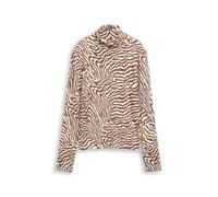 Denim Tom Tailor - Rollkragenshirt mit Muster brown beige zebra print - Gr. - S