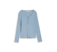 Tom Tailor Denim Regular Fit Langarmshirt mit Henley-Ausschnitt in Hellblau, Größe XS