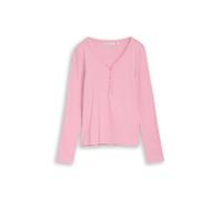 Denim Tom Tailor - Slim Fit Henley Langarmshirt mit Streifenmuster pink white stripe - Gr. - S