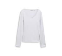 Denim Tom Tailor - Slim Fit Langarmshirt mit Glitzer-Effekt white glitter - Gr. - XS