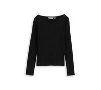 Denim Tom Tailor - Slim Fit Langarmshirt mit U-Boot-Ausschnitt deep black - Gr. - XL