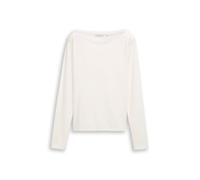 Denim Tom Tailor - Slim Fit Langarmshirt mit U-Boot-Ausschnitt off white - Gr. - S