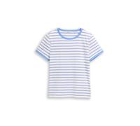 Denim Tom Tailor - Slim Fit T-Shirt mit Streifen white blue coral stripe - Gr. - S