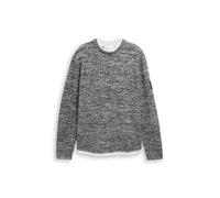 Denim Tom Tailor - Strickpullover im 2-in-1-Look black white mouline - Gr. - XXL