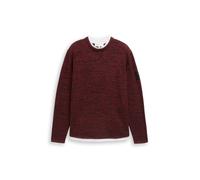 Denim Tom Tailor - Strickpullover im 2-in-1-Look burned red black mouline - Gr. - M