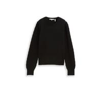 Denim Tom Tailor - Strickpullover mit Ajour-Detail deep black - Gr. - XS