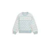Denim Tom Tailor - Strickpullover mit Norweger-Muster mint white heart fair isle - Gr. - S