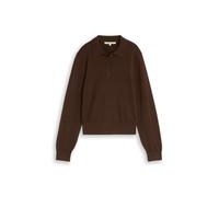 Denim Tom Tailor - Strickpullover mit Polokragen cool dark brown - Gr. - S