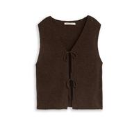 Denim Tom Tailor - Strickweste mit Schleifen cool dark brown melange - Gr. - L