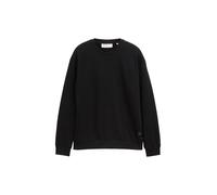 Sweatshirt TOM TAILOR DENIM, Herren, Gr. S, schwarz, Sweatware, Obermaterial: 70% Baumwolle, 30% Polyester, unifarben, regular fit normal, Rundhals, Rippbündchen, Sweatshirts, mit Logo Stickerei (8864