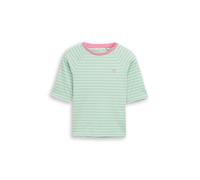 Denim Tom Tailor - T-Shirt mit Streifenmuster tonal matcha green stripe - Gr. - M