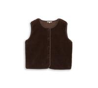 Denim Tom Tailor - Teddy Weste mit Druckknopfleiste cool dark brown - Gr. - XS