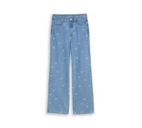 Denim Tom Tailor - TTLINOU WIDE Jeans mit Blumen-Stickerei blue white daisy embroidery - Gr. - 32