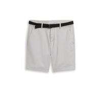 Denim Tom Tailor - TTREGULAR Chino Shorts mit Gürtel grey white twill structure - Gr. - XL
