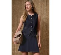 Jeansweste STREET ONE, Damen, Gr. 40, blau (deep rinse washed), Web, 72% Baumwolle, 27% Polyester, 1% Elasthan, unifarben, comfort fit normal, Rundhals, Westen, in Denim-Optik (75112149-40) deep rinse