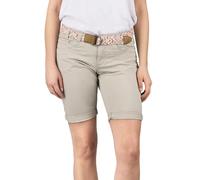 DENIMFY Bermuda Shorts Damen mit Gürtel Regular Fit DFPia Kurze Hose Chino Short Sommer Stretch Einfarbig, Größe:S, Farben:Light Sand