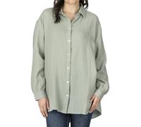 DENIMFY Bluse Damen DFMathilda Oversize Fit Musselin Hemd Langarmshirt Basic Oberteil Hemdbluse Elegant Knopfleiste Einfarbig 100% Baumwolle Grün L-XL, Größe:L/XL, Farben:Jadeite Green
