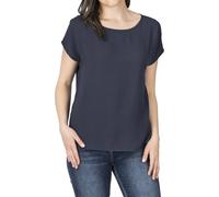 DENIMFY Bluse Damen Sommer Blusenshirt DFJule Regular Fit Rundhals Top Kurzarm Oberteil, Größe:XL, Farben:Navy