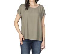 DENIMFY Bluse Damen Sommer Blusenshirt DFJule Regular Fit Rundhals Top Kurzarm Oberteil, Größe:XL, Farben:Washed Olive