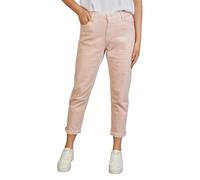 DENIMFY Cordhose Damen Mom Fit High Waist Gerades Bein Stretch DFLisa Cord Hose Pants Reißverschluss Taschen Einfarbig Blau XL, Größe:XL, Farben:Pearl Rose