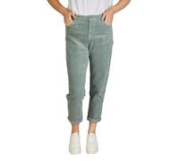 DENIMFY Cordhose Damen Mom Fit High Waist Gerades Bein Stretch DFLisa Cord Hose Pants Reißverschluss Taschen Einfarbig Blau XL, Größe:XL, Farben:Mineral Green