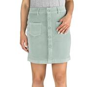 DENIMFY Cordrock Damen Midi Herbst Cord Stretch DFAlina A-Linie Midirock Knielang Taschen Knöpfe Rock Skirt, Größe:L, Farben:Jadeite Green (52202)