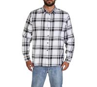 DENIMFY Flanellhemd Herren Langarm Kariert Regular Fit DFDean Hemd Holzfällerhemd Karohemd 100% Baumwolle, Größe:5XL, Farben:Black-White